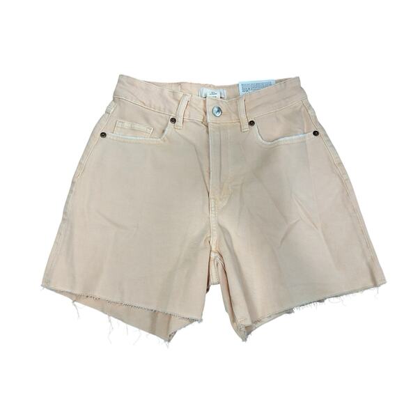 H&M High Waist Denim Shorts Sz 4 Light Orange (Apricot) Jean Short Raw Hem New - Picture 8 of 8